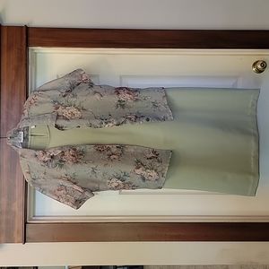 Blair Sage Green Vintage Sleeveless 2 Piece Set Dress & Sheer Top 16